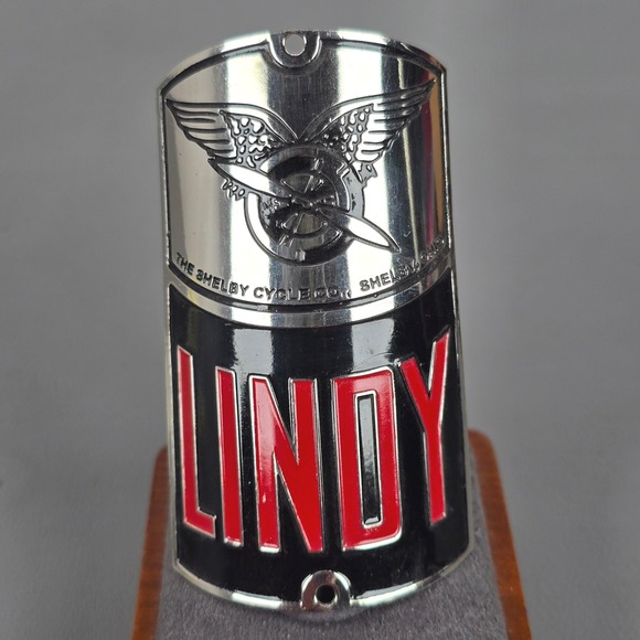 Shelby Cycle Co. Other - Shelby Cycle Co Lindy Bicycle Head Badge Chrome Black Red Winged Propeller READ